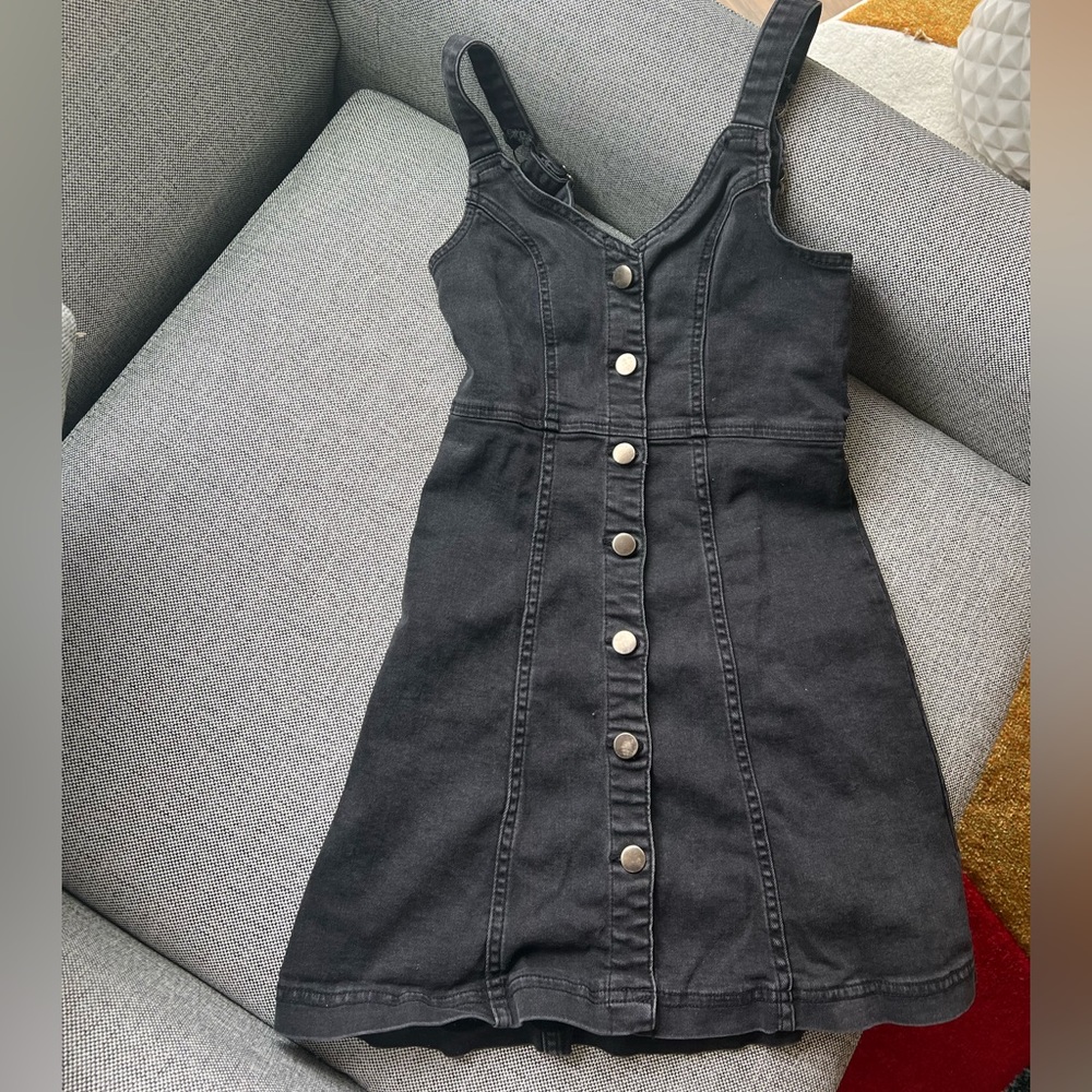 BDG Urban Outfitters Black Denim Overall Button Dress